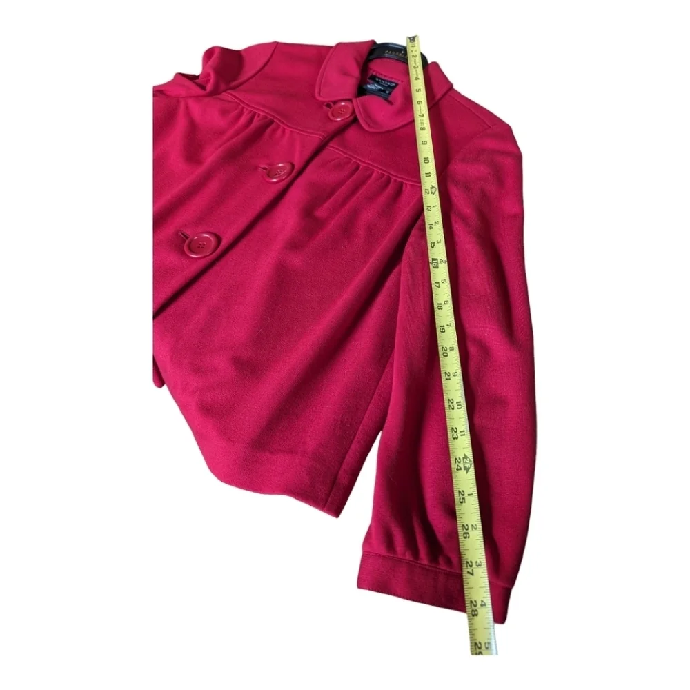 Sandro Sportswear Red Big Button Cropped Boxy Lined Jacket Size Med EUC Luxury - Picture 6 of 8